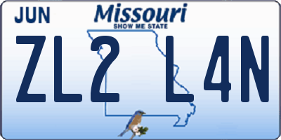 MO license plate ZL2L4N