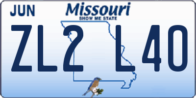MO license plate ZL2L4O