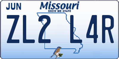 MO license plate ZL2L4R