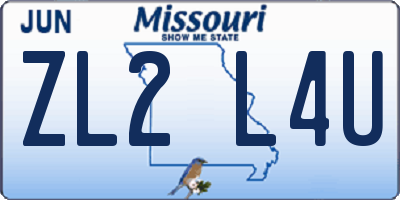 MO license plate ZL2L4U