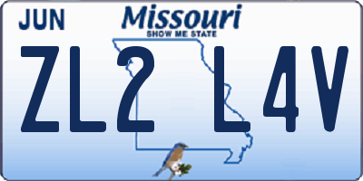 MO license plate ZL2L4V