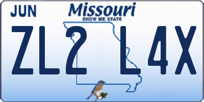 MO license plate ZL2L4X