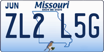 MO license plate ZL2L5G