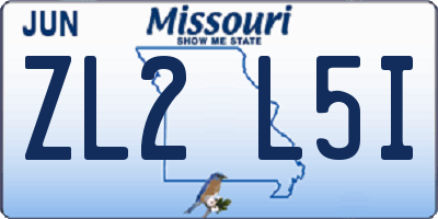 MO license plate ZL2L5I