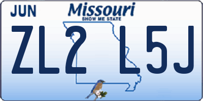 MO license plate ZL2L5J