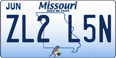MO license plate ZL2L5N