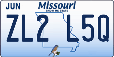 MO license plate ZL2L5Q