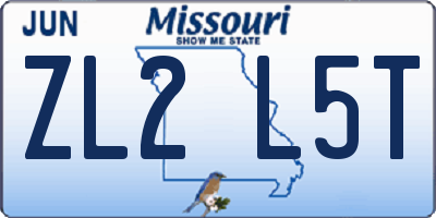 MO license plate ZL2L5T