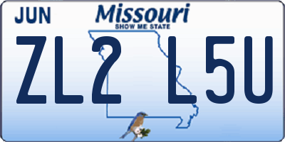 MO license plate ZL2L5U
