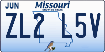 MO license plate ZL2L5V