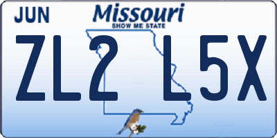 MO license plate ZL2L5X
