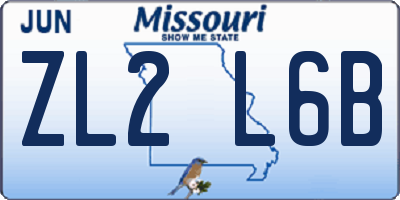 MO license plate ZL2L6B