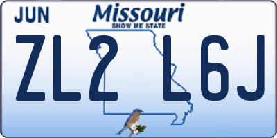 MO license plate ZL2L6J