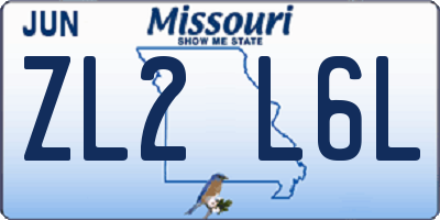 MO license plate ZL2L6L