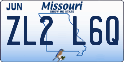 MO license plate ZL2L6Q