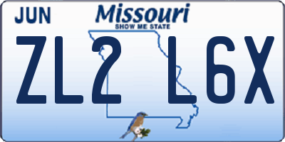 MO license plate ZL2L6X