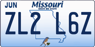 MO license plate ZL2L6Z