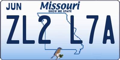 MO license plate ZL2L7A