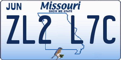 MO license plate ZL2L7C