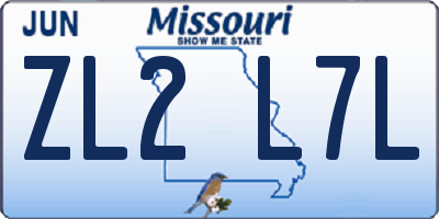MO license plate ZL2L7L