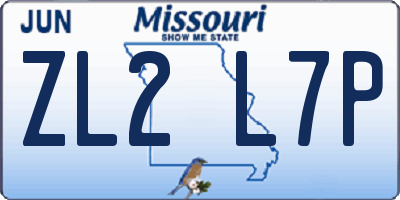 MO license plate ZL2L7P