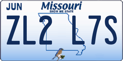 MO license plate ZL2L7S