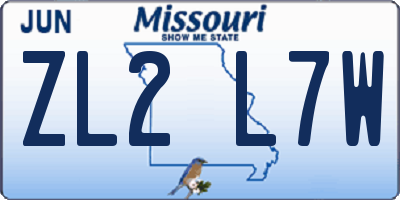 MO license plate ZL2L7W