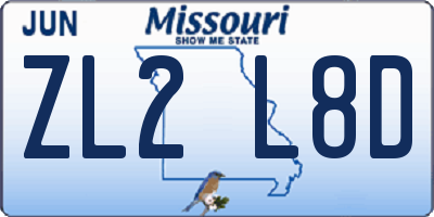 MO license plate ZL2L8D