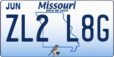 MO license plate ZL2L8G