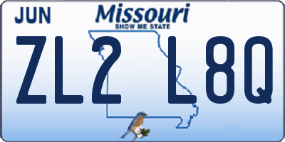 MO license plate ZL2L8Q