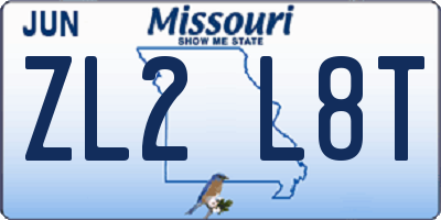 MO license plate ZL2L8T