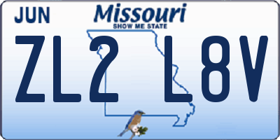 MO license plate ZL2L8V