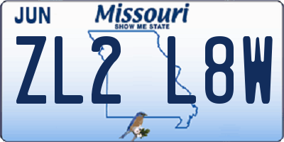 MO license plate ZL2L8W