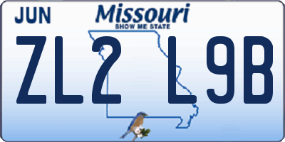 MO license plate ZL2L9B
