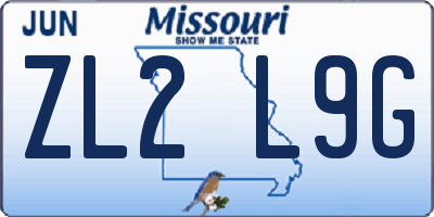 MO license plate ZL2L9G
