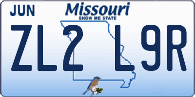 MO license plate ZL2L9R