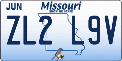 MO license plate ZL2L9V