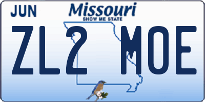 MO license plate ZL2M0E