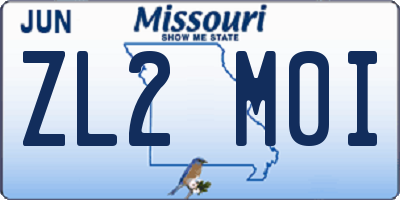 MO license plate ZL2M0I
