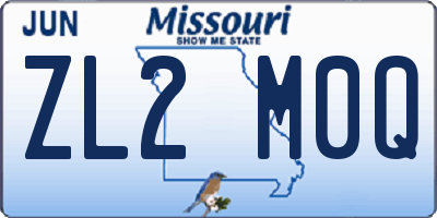 MO license plate ZL2M0Q