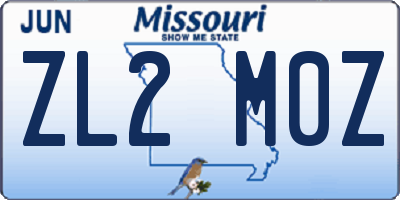MO license plate ZL2M0Z