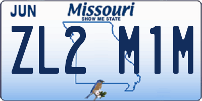 MO license plate ZL2M1M