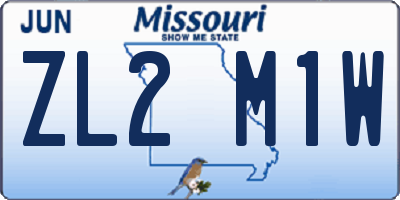 MO license plate ZL2M1W