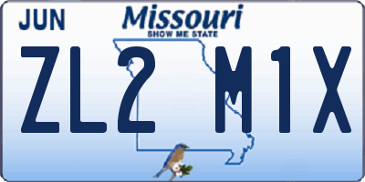 MO license plate ZL2M1X