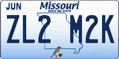 MO license plate ZL2M2K
