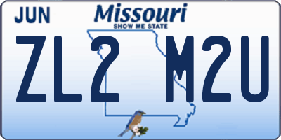 MO license plate ZL2M2U