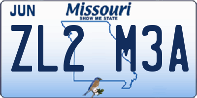 MO license plate ZL2M3A