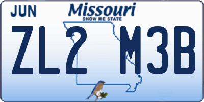 MO license plate ZL2M3B
