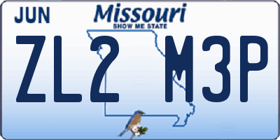 MO license plate ZL2M3P