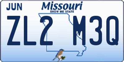 MO license plate ZL2M3Q